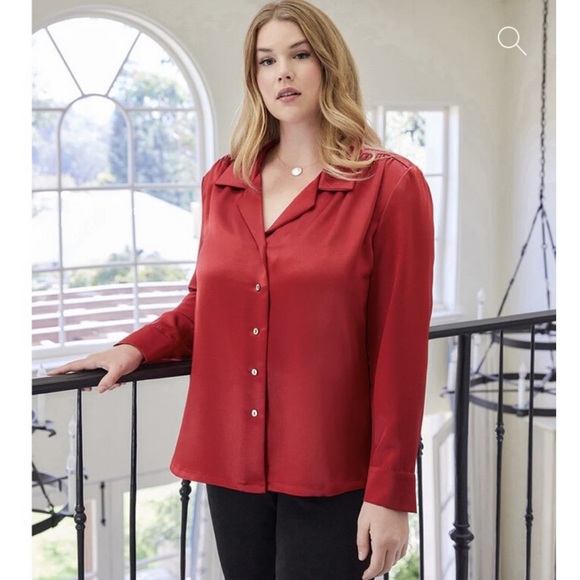 Karen Kane Satin Button-Up Long Sleeve Shirt Sz 1X - Picture 13 of 13